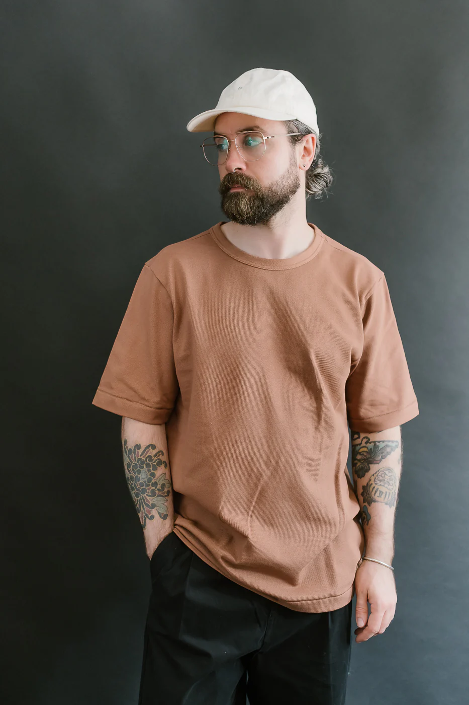 214PK.12 - 7.2oz Loopwheeled Relax Fit Pikée T-Shirt - Nut - Image 8
