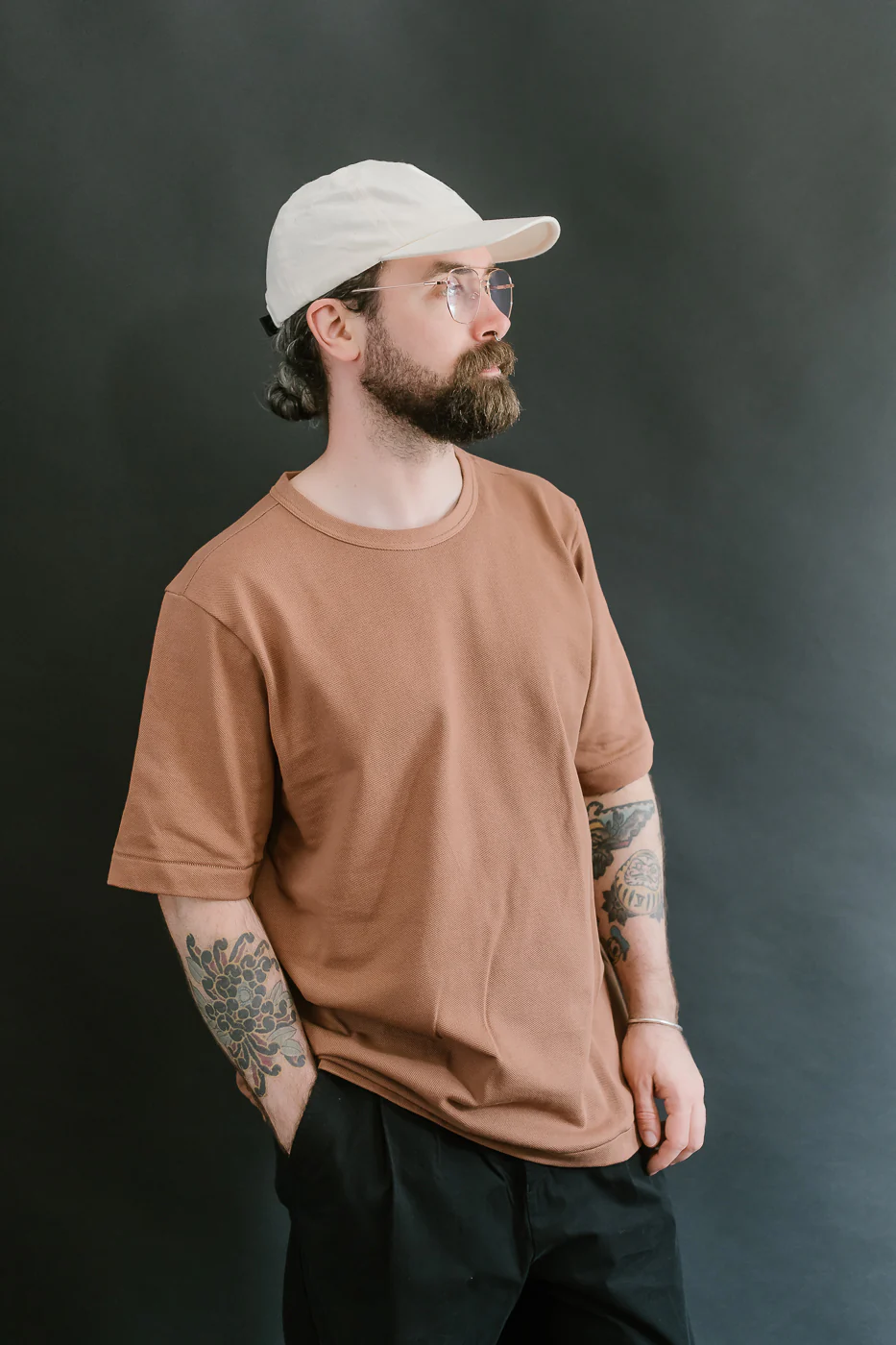 214PK.12 - 7.2oz Loopwheeled Relax Fit Pikée T-Shirt - Nut - Image 9