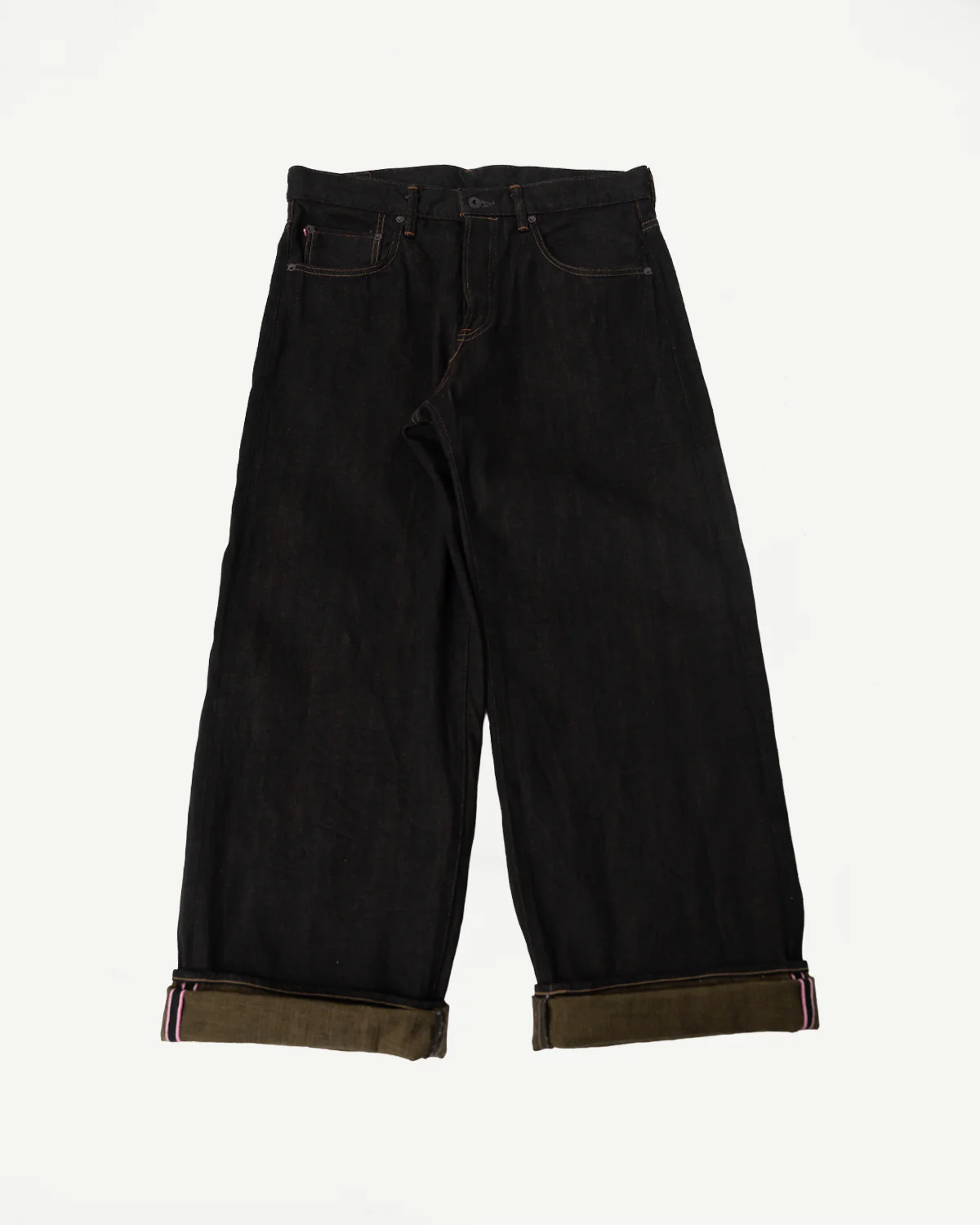 222-BKOL - 12.5oz "Black x Olive" Selvedge Denim - Super Wide Straight