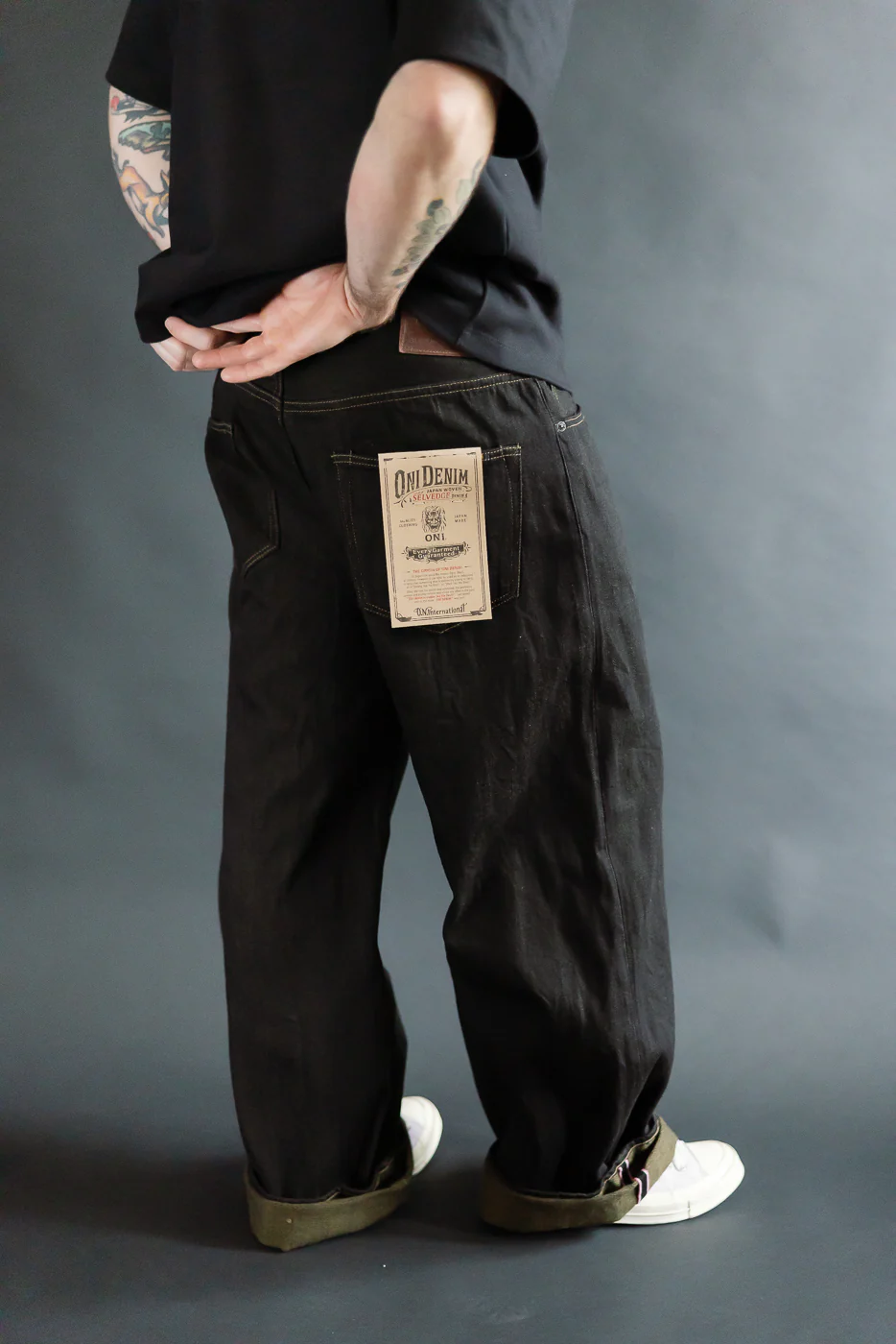 222-BKOL - 12.5oz "Black x Olive" Selvedge Denim - Super Wide Straight - Image 12