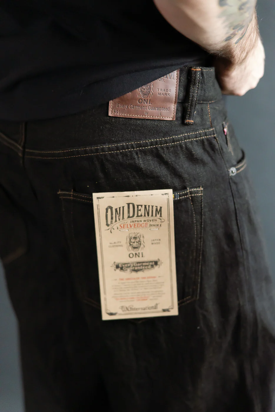 222-BKOL - 12.5oz "Black x Olive" Selvedge Denim - Super Wide Straight - Image 17
