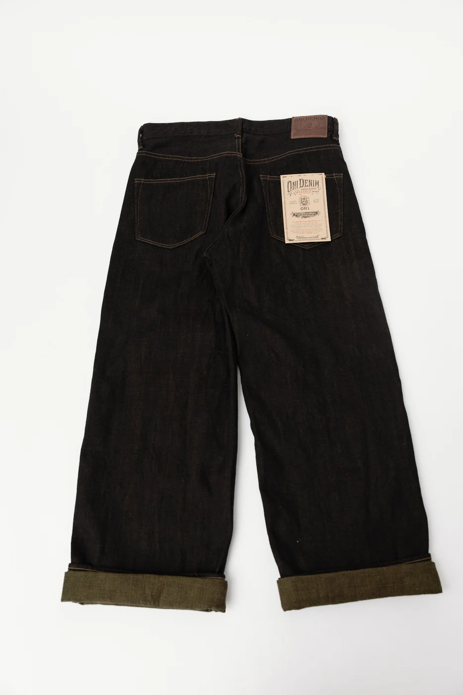 222-BKOL - 12.5oz "Black x Olive" Selvedge Denim - Super Wide Straight - Image 6
