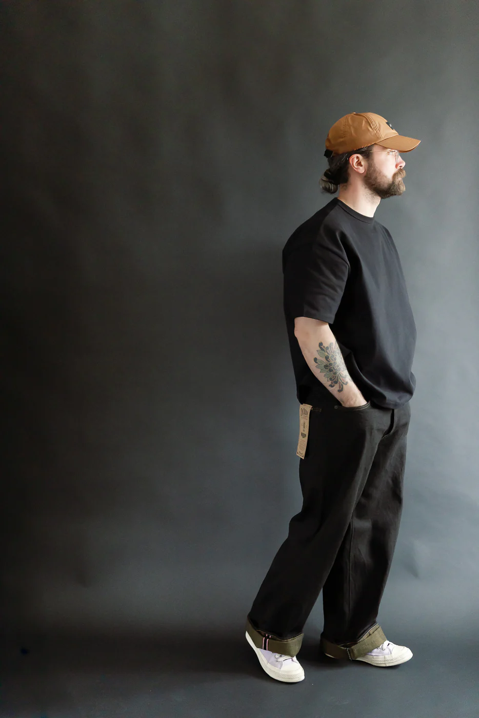 222-BKOL - 12.5oz "Black x Olive" Selvedge Denim - Super Wide Straight - Image 8
