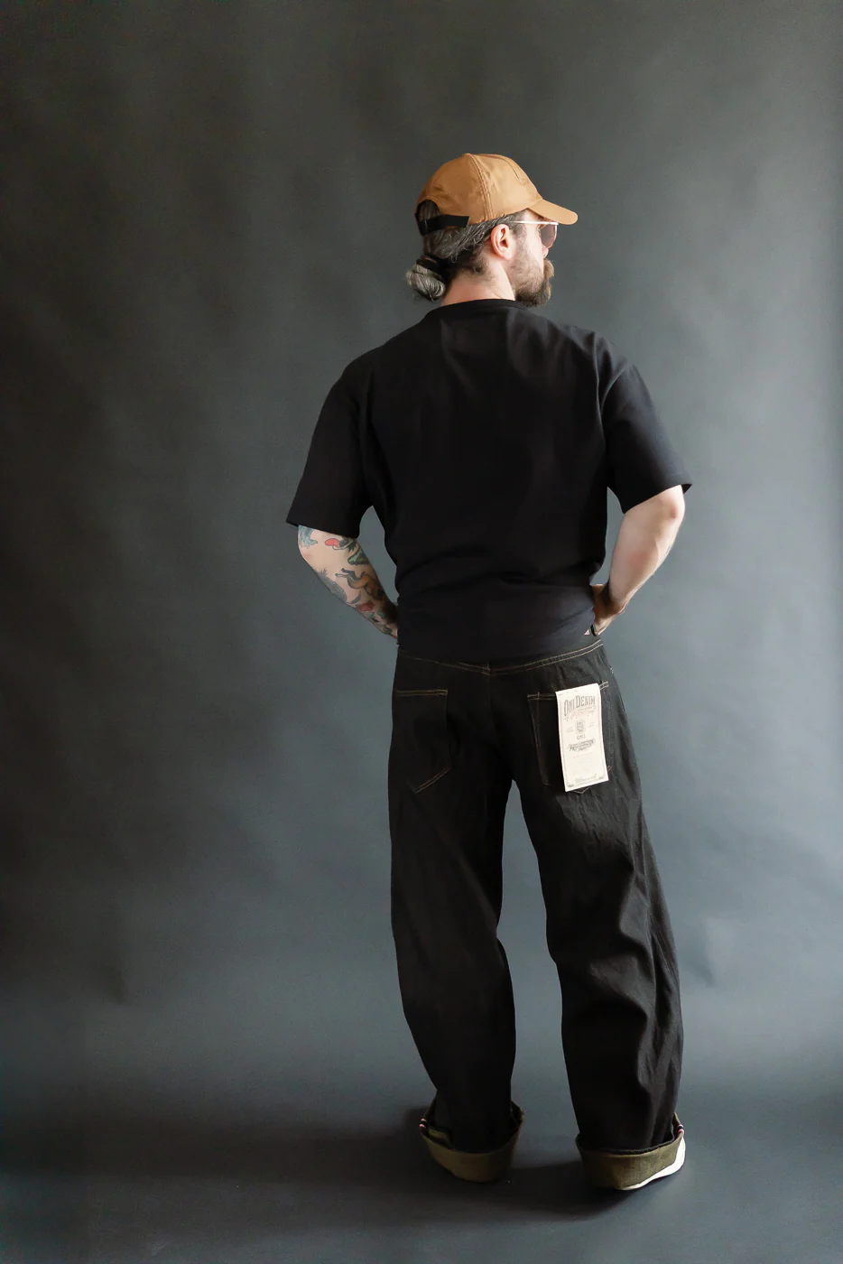 222-BKOL - 12.5oz "Black x Olive" Selvedge Denim - Super Wide Straight - Image 9