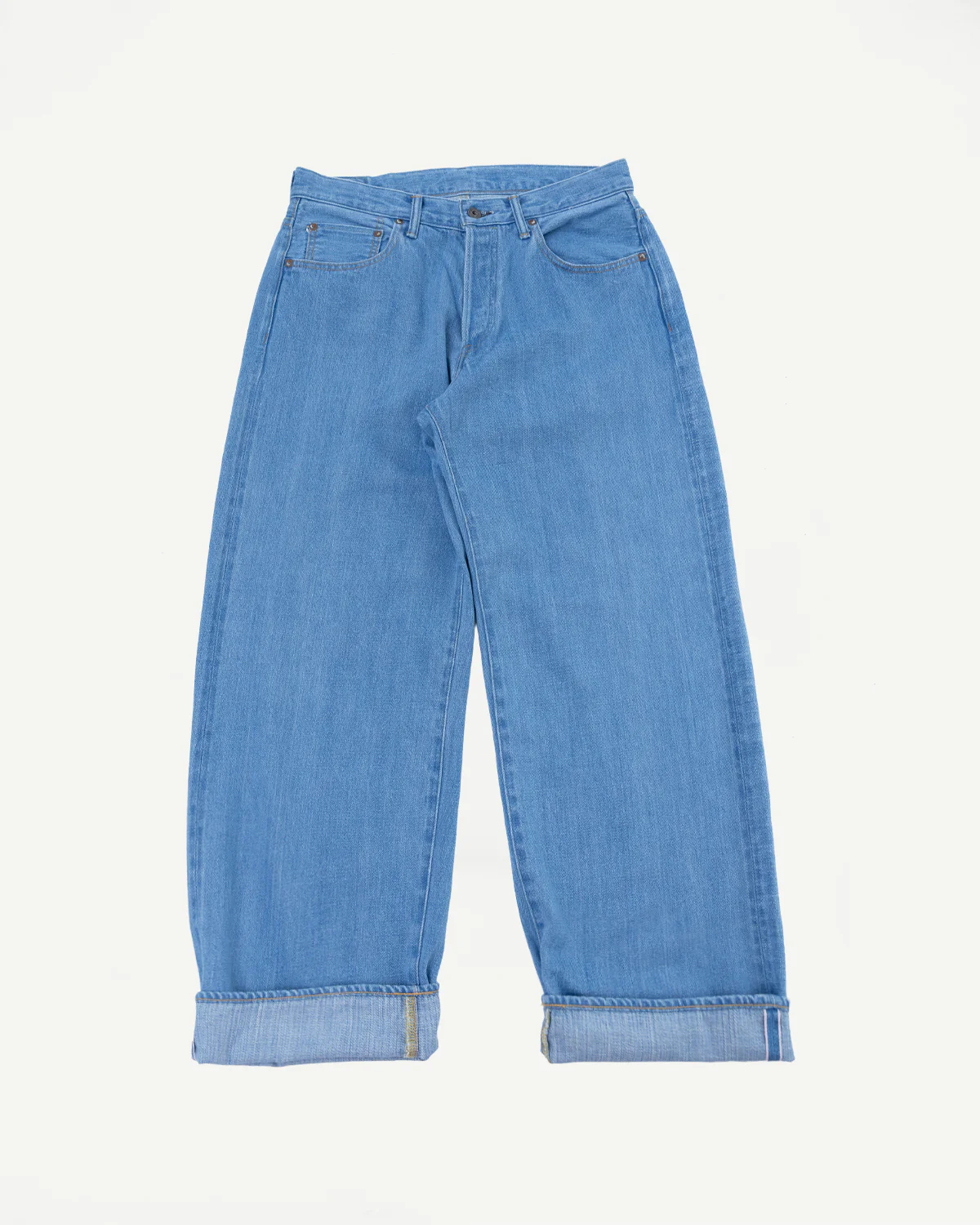 222-Kiraku-BB - 12oz "Bio Bleach" Washed Selvedge Denim - Super Wide Straight