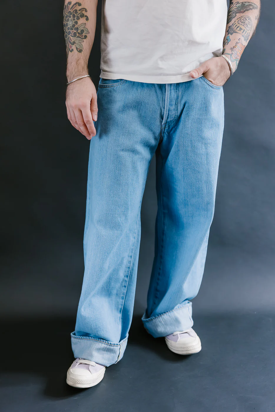 222-Kiraku-BB - 12oz "Bio Bleach" Washed Selvedge Denim - Super Wide Straight - Image 10