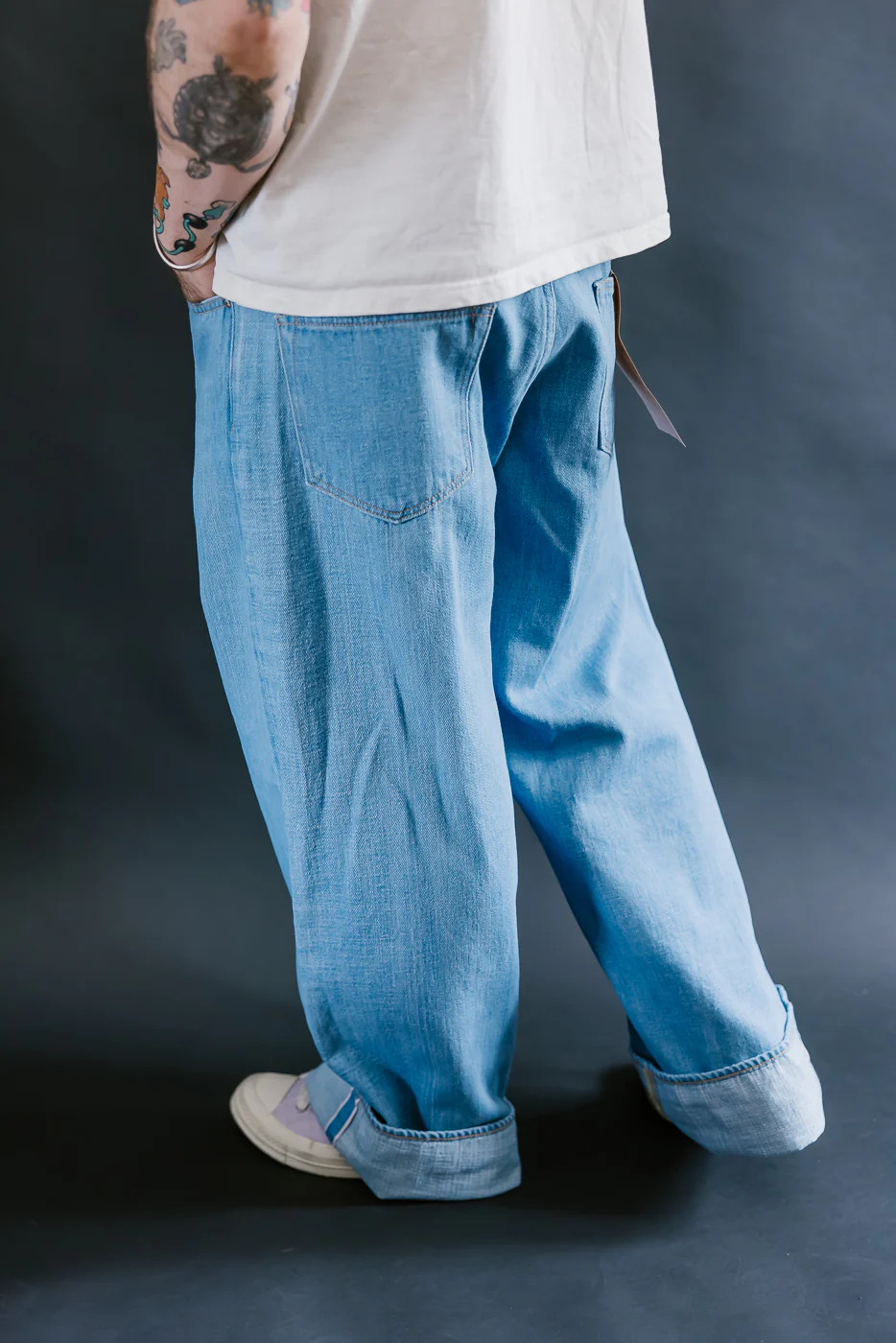 222-Kiraku-BB - 12oz "Bio Bleach" Washed Selvedge Denim - Super Wide Straight - Image 13