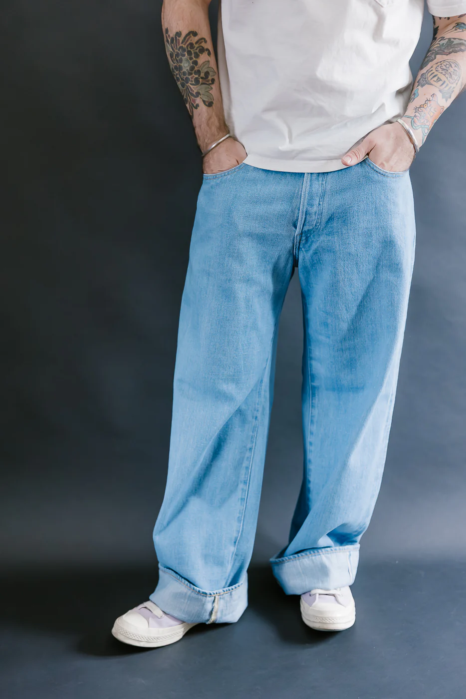222-Kiraku-BB - 12oz "Bio Bleach" Washed Selvedge Denim - Super Wide Straight - Image 14