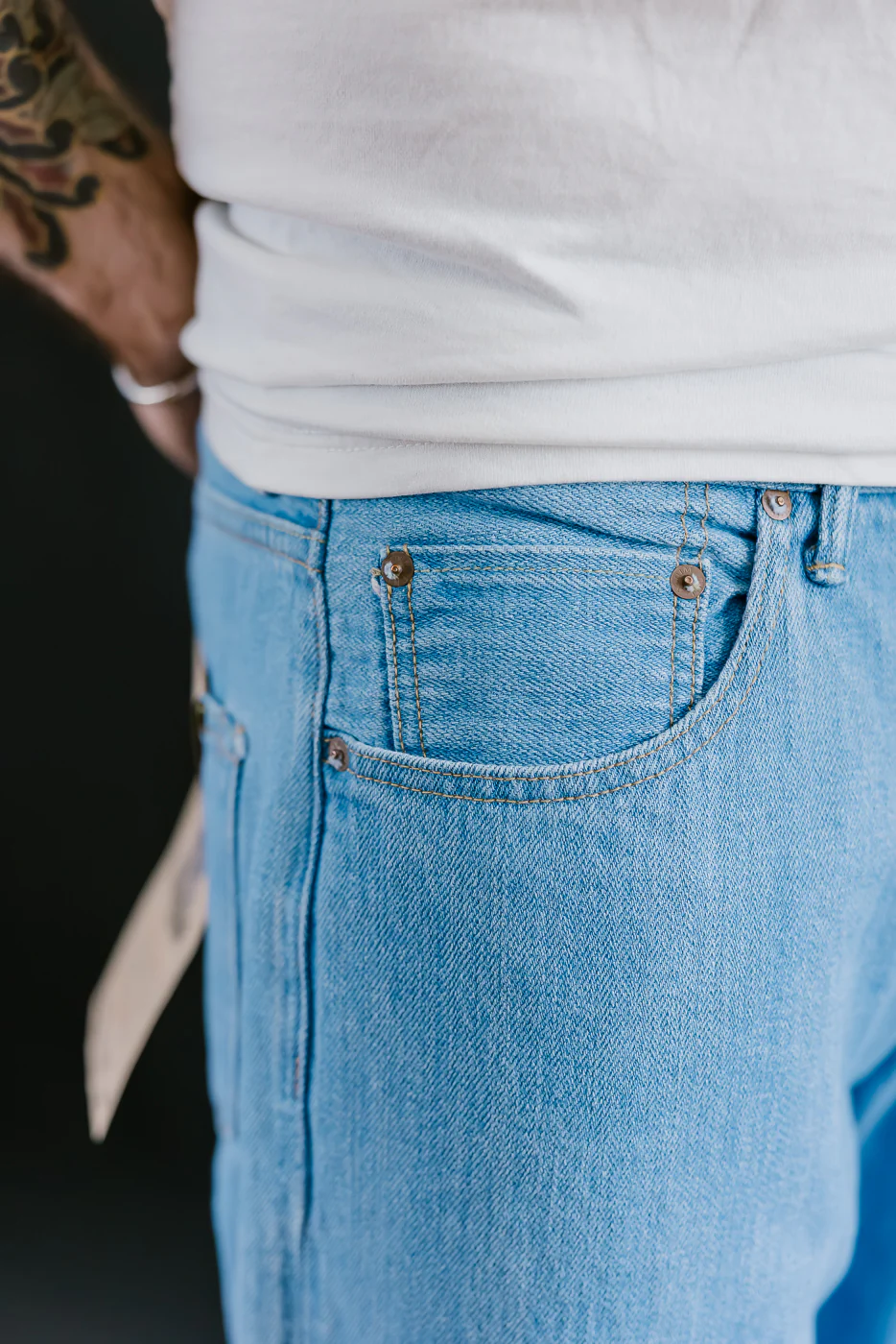 222-Kiraku-BB - 12oz "Bio Bleach" Washed Selvedge Denim - Super Wide Straight - Image 16