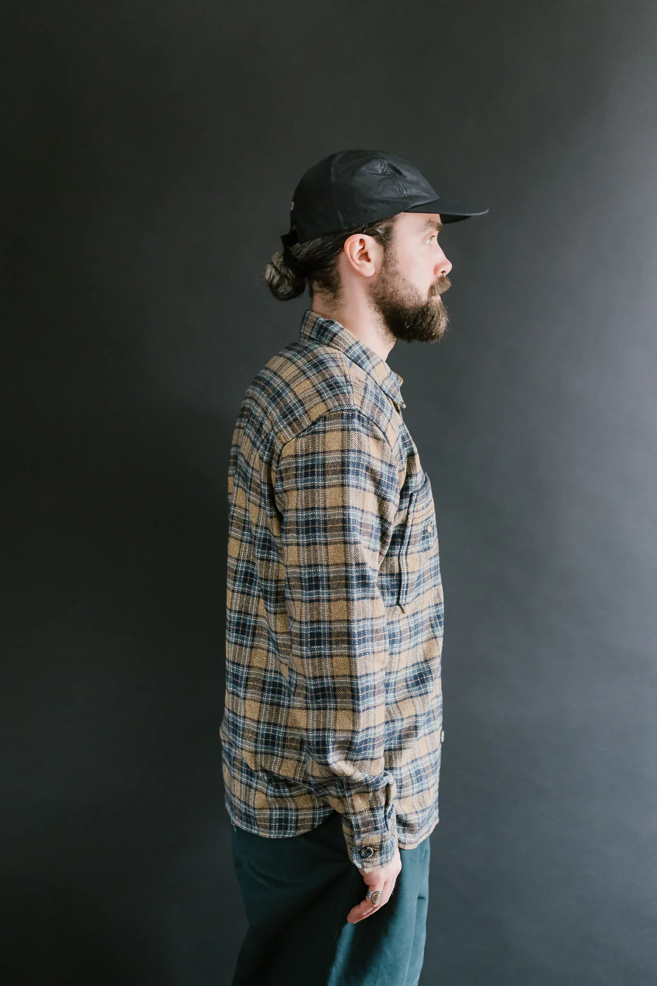 2229-BE - Woven Tweed Check Double Pocket Shirt - Beige - Image 12