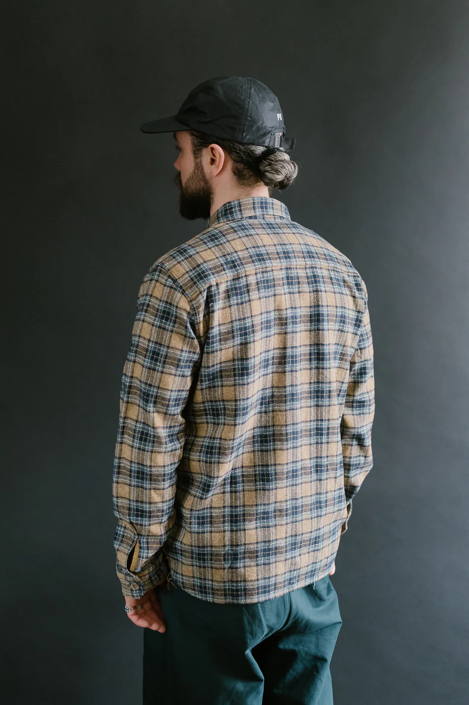 2229-BE - Woven Tweed Check Double Pocket Shirt - Beige - Image 14
