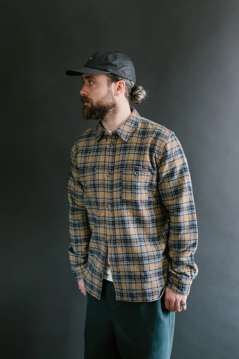 2229-BE - Woven Tweed Check Double Pocket Shirt - Beige - Image 15