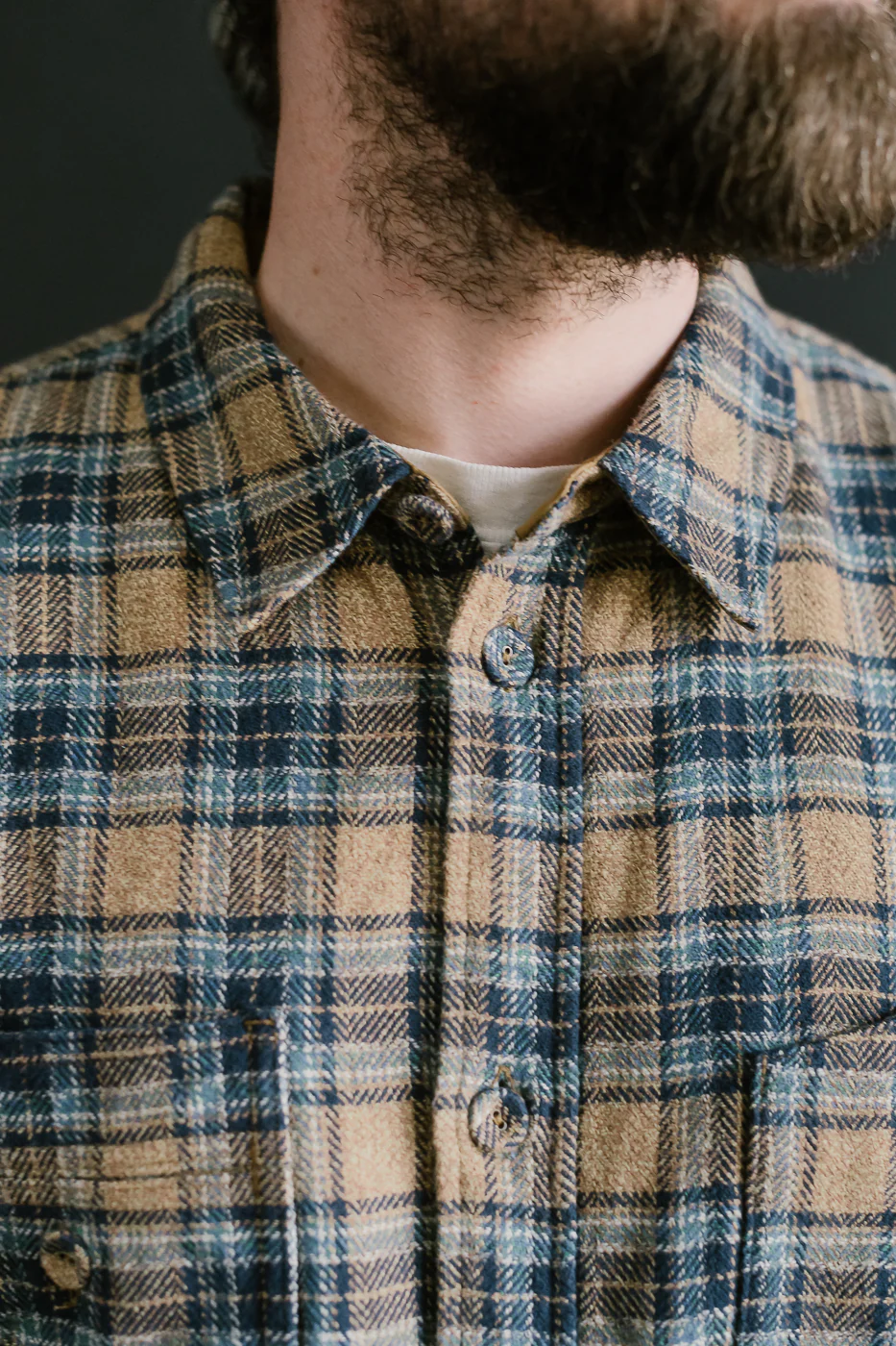 2229-BE - Woven Tweed Check Double Pocket Shirt - Beige - Image 19