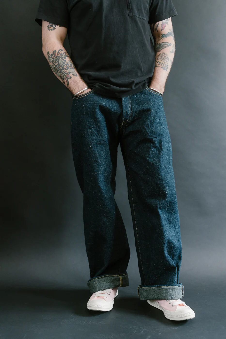 222CCD-GOLV - 15oz "Concrete Denim Grey Olive" Selvedge Denim - Super Wide Straight - Image 11