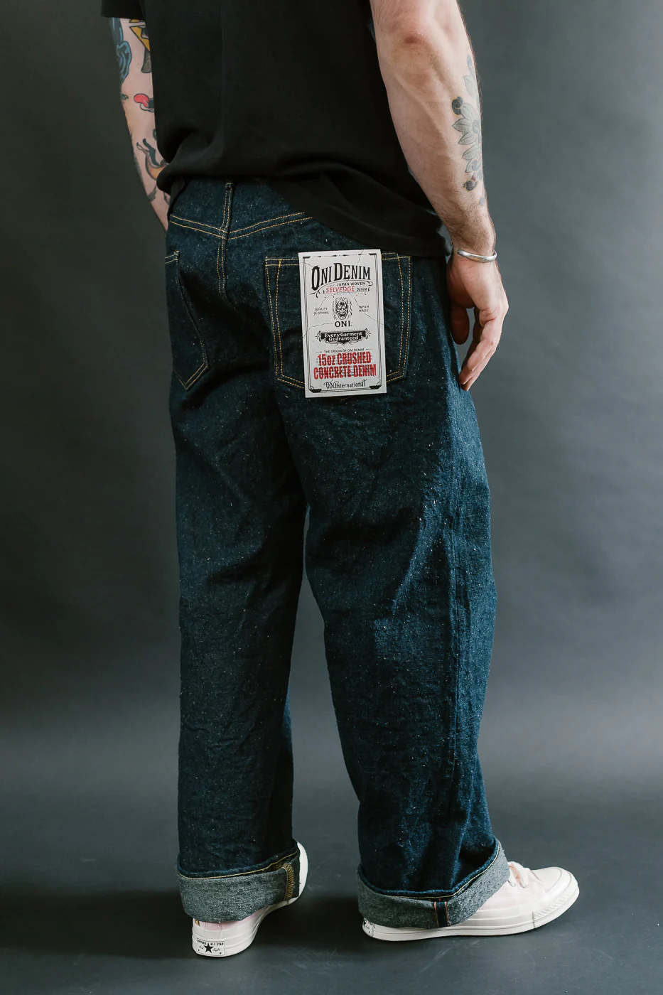 222CCD-GOLV - 15oz "Concrete Denim Grey Olive" Selvedge Denim - Super Wide Straight - Image 13