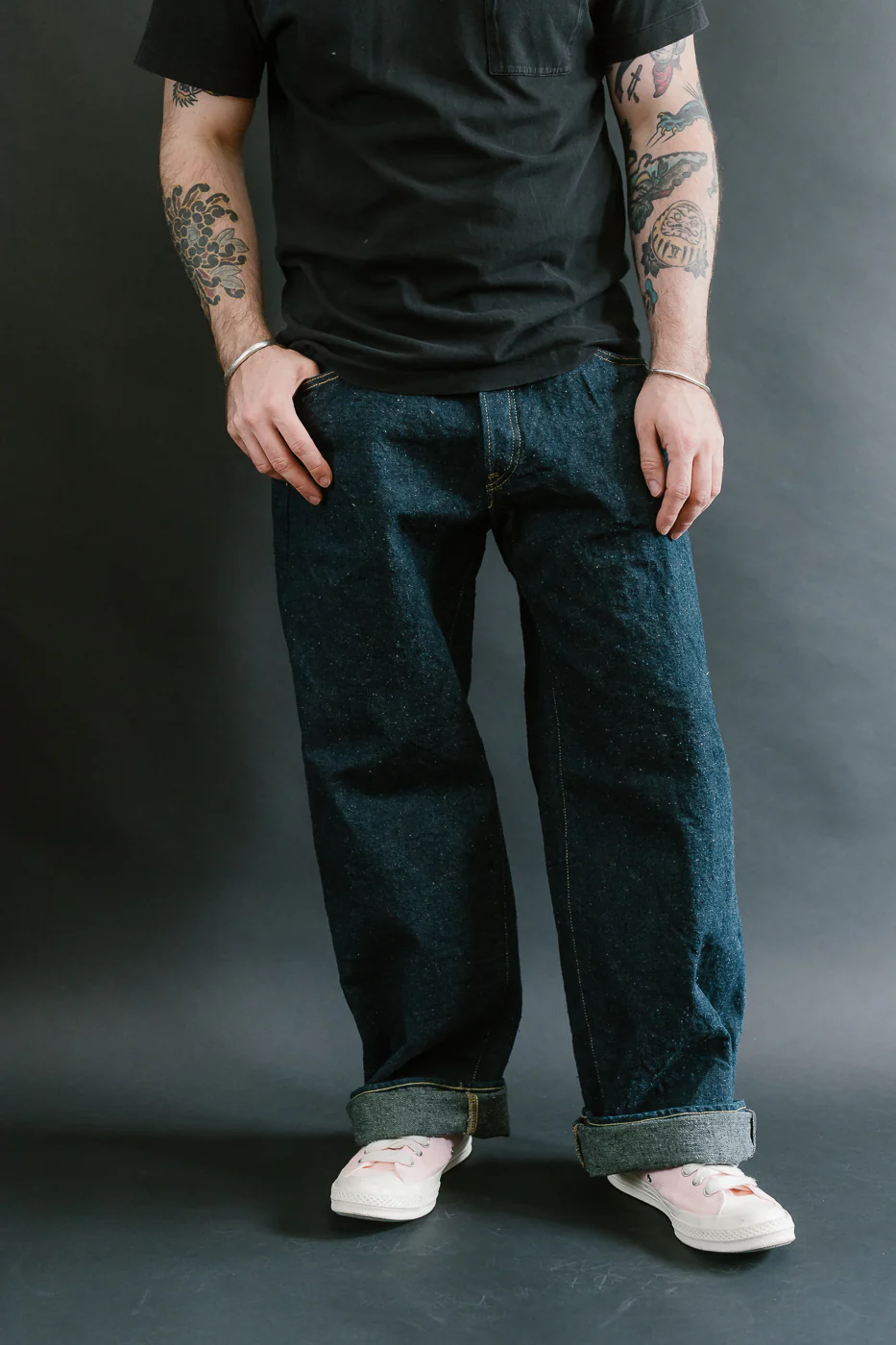 222CCD-GOLV - 15oz "Concrete Denim Grey Olive" Selvedge Denim - Super Wide Straight - Image 16
