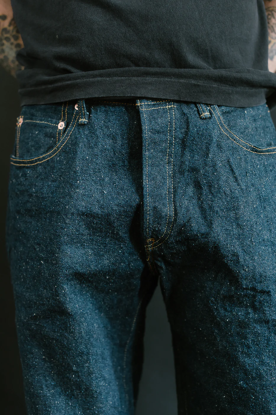222CCD-GOLV - 15oz "Concrete Denim Grey Olive" Selvedge Denim - Super Wide Straight - Image 17