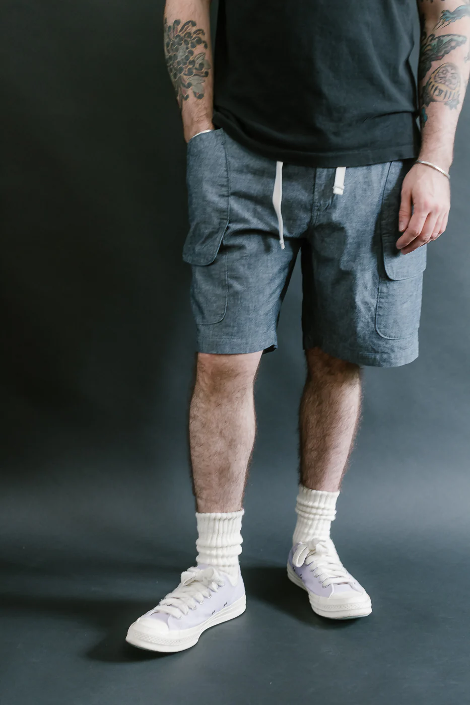 2323E-MC - E-Z Dee's Shorts Medium Weight Chambray - Indigo - Image 9