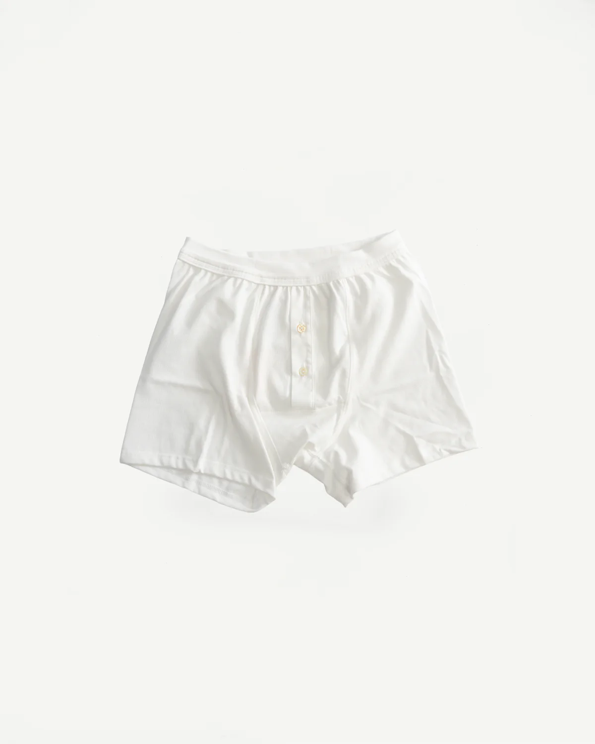 255.01 - Loopwheeled Boxer Button Fly - White