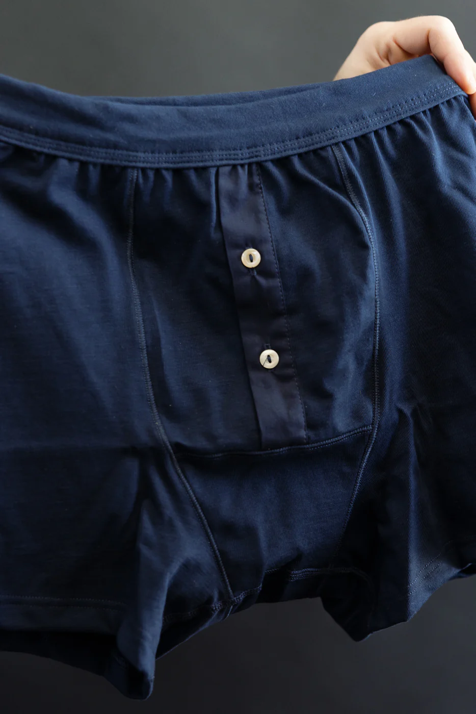 255.66 - Loopwheeled Boxer Button Fly - Ink Blue - Image 6