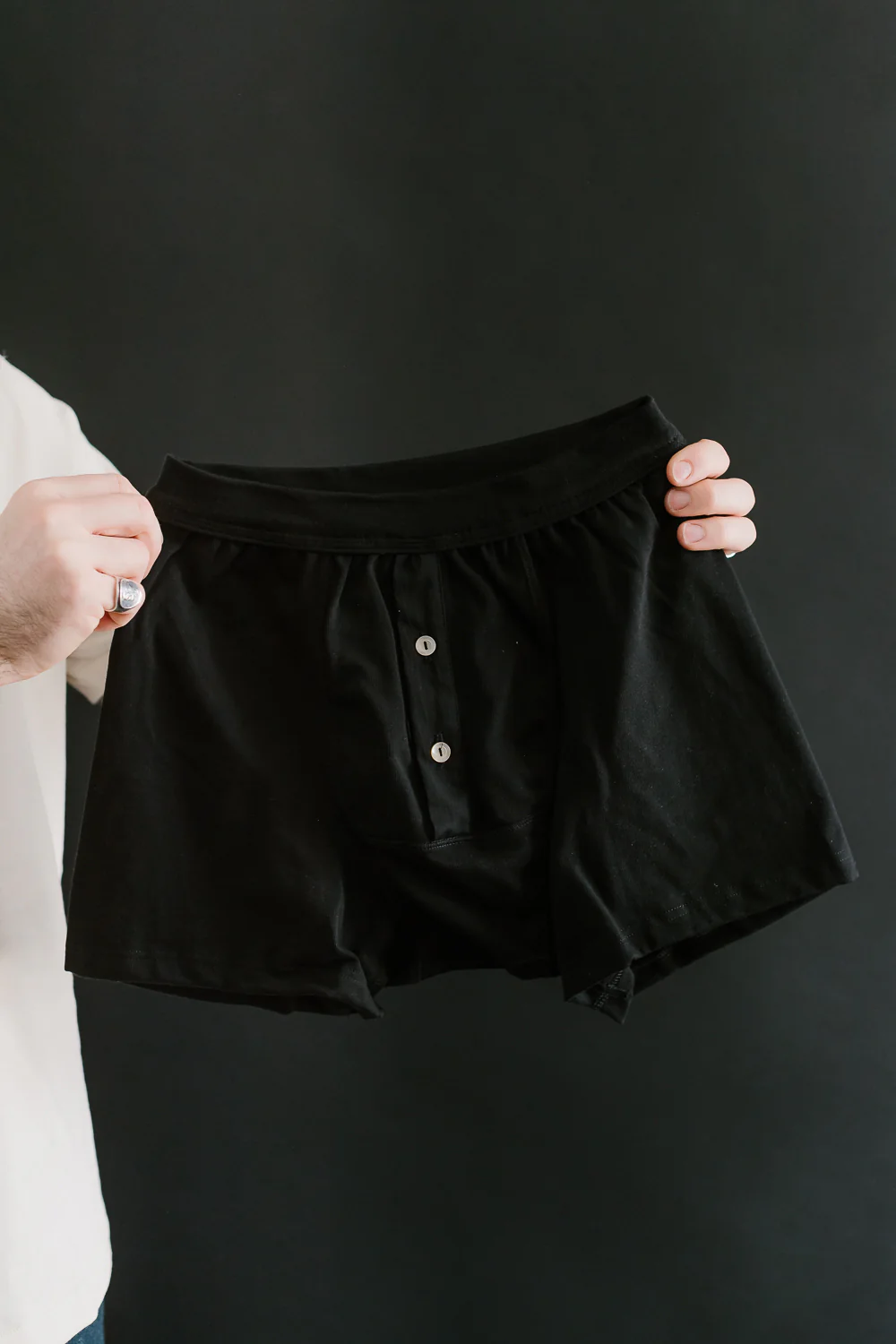255.99 - Loopwheeled Boxer Button Fly - Deep Black - Image 4