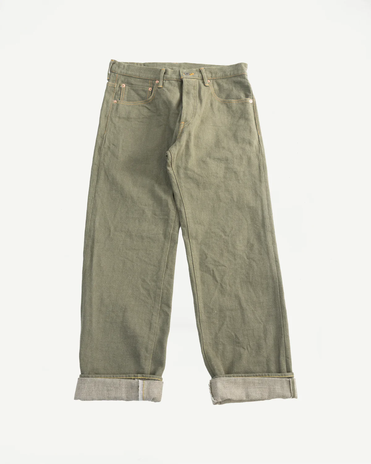 266-OLD18 - 18oz "Olive Denim" Selvedge Jeans - Relax Straight