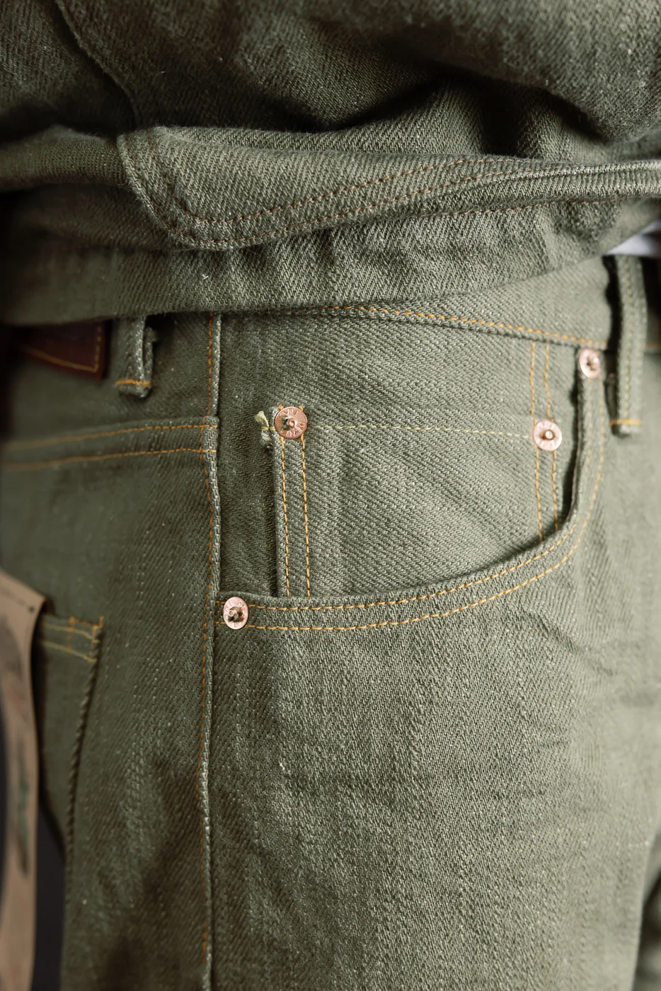 266-OLD18 - 18oz "Olive Denim" Selvedge Jeans - Relax Straight - Image 18