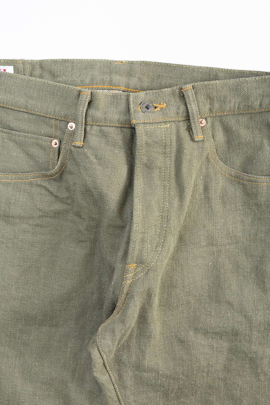 266-OLD18 - 18oz "Olive Denim" Selvedge Jeans - Relax Straight - Image 3