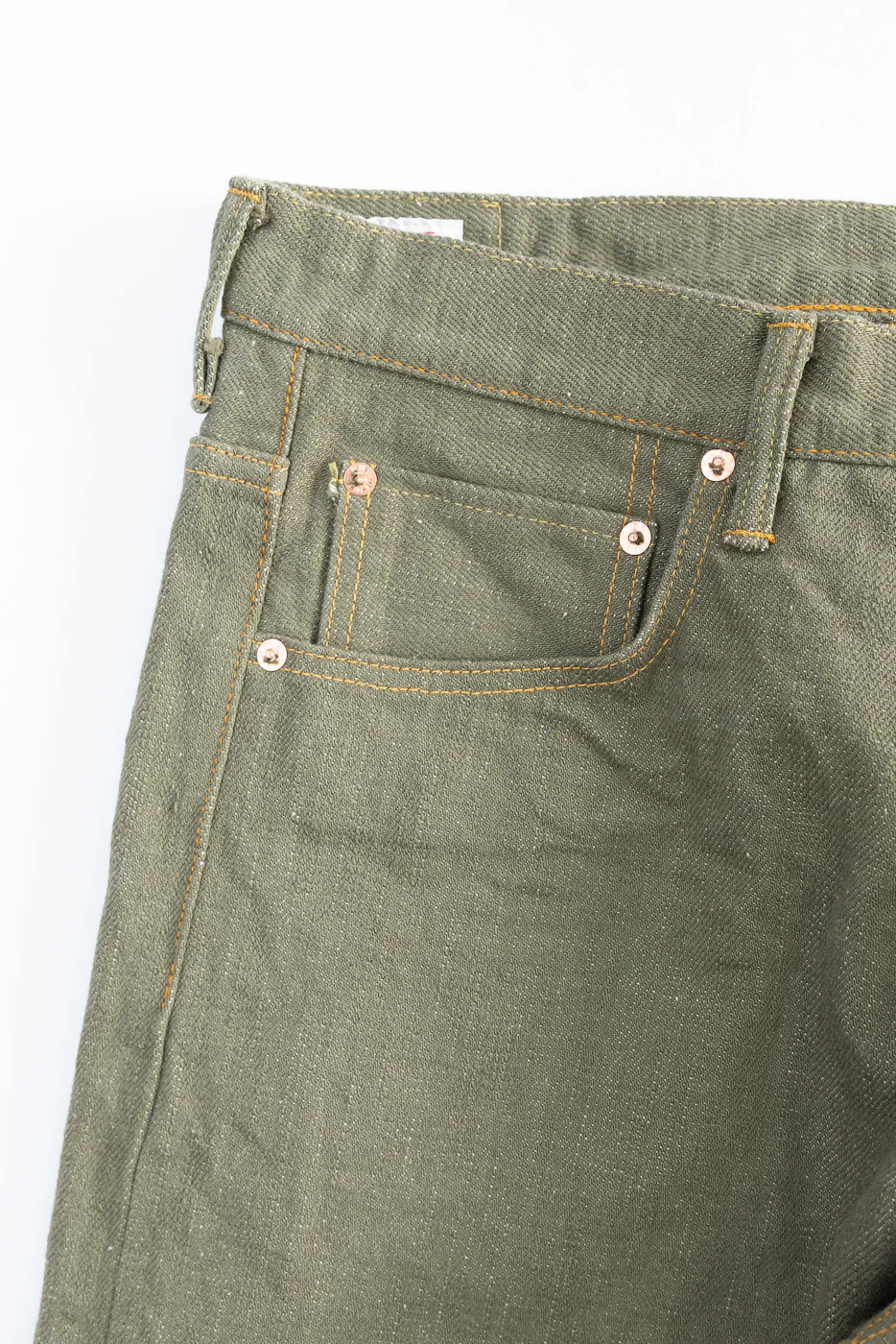266-OLD18 - 18oz "Olive Denim" Selvedge Jeans - Relax Straight - Image 4