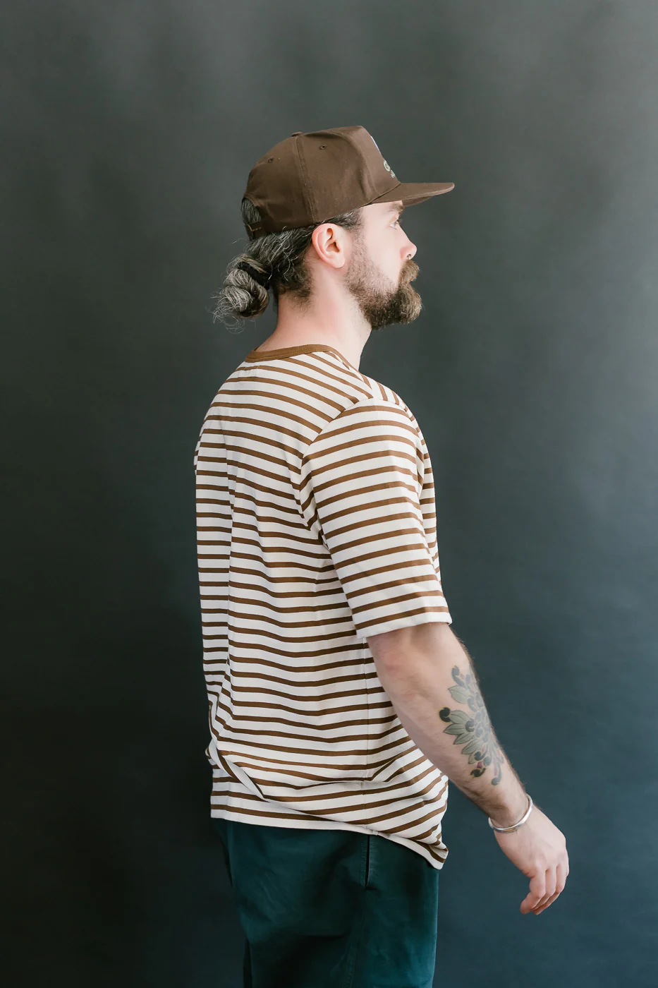 2M14.1202 - 6.8oz Circular Knit Relaxed Fit Stripe T-Shirt - Chestnut, Nature - Image 10