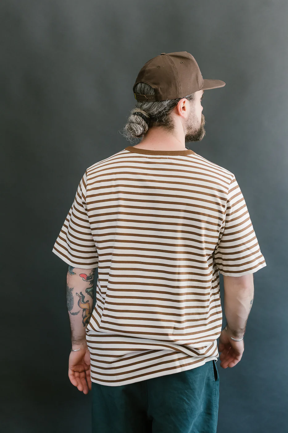 2M14.1202 - 6.8oz Circular Knit Relaxed Fit Stripe T-Shirt - Chestnut, Nature - Image 11