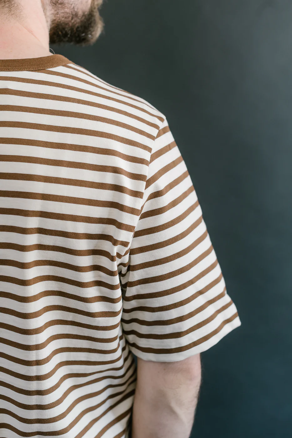 2M14.1202 - 6.8oz Circular Knit Relaxed Fit Stripe T-Shirt - Chestnut, Nature - Image 18