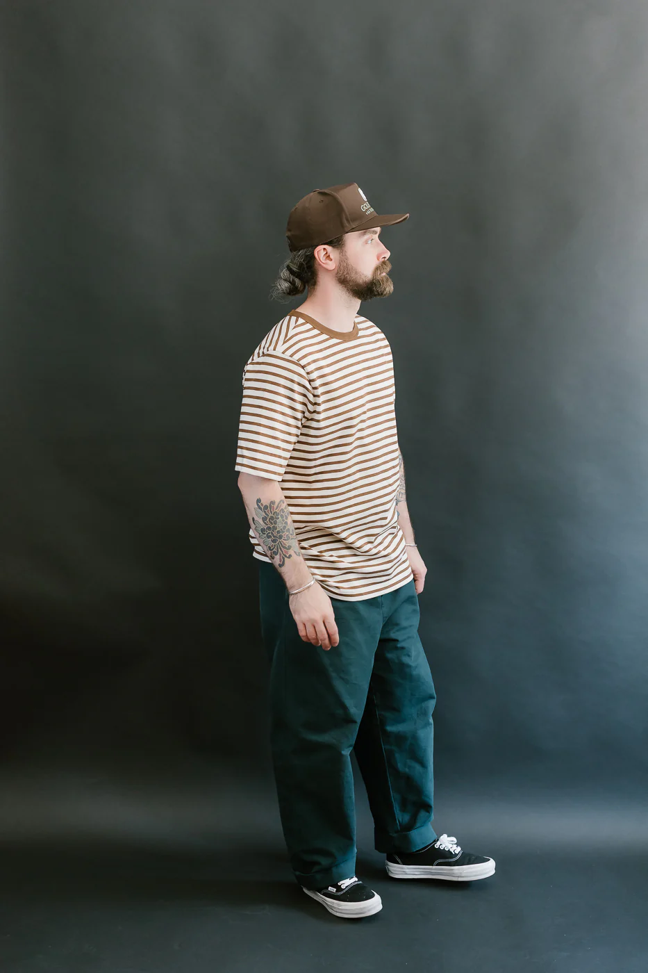 2M14.1202 - 6.8oz Circular Knit Relaxed Fit Stripe T-Shirt - Chestnut, Nature - Image 6