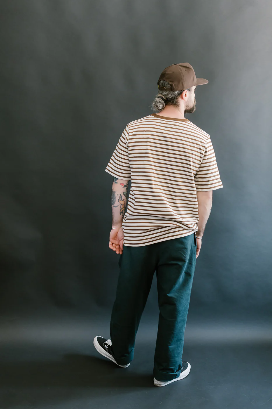 2M14.1202 - 6.8oz Circular Knit Relaxed Fit Stripe T-Shirt - Chestnut, Nature - Image 7