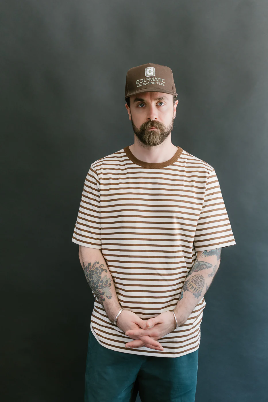 2M14.1202 - 6.8oz Circular Knit Relaxed Fit Stripe T-Shirt - Chestnut, Nature - Image 8