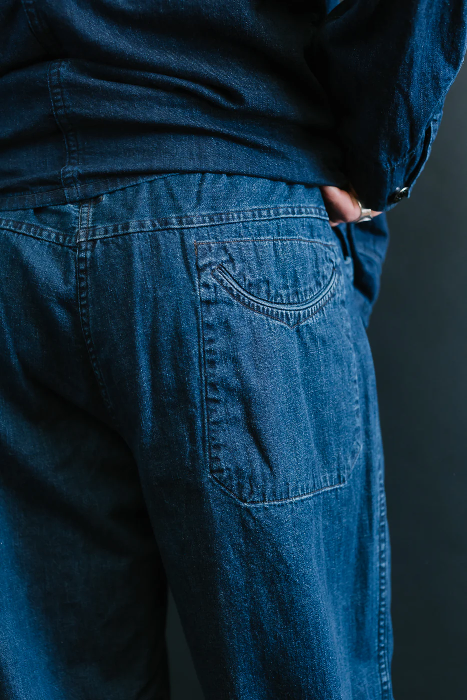 3319-8DI - E-Z Chinois De Luxe 8oz Denim Pants - Deep Wash Indigo - Image 18