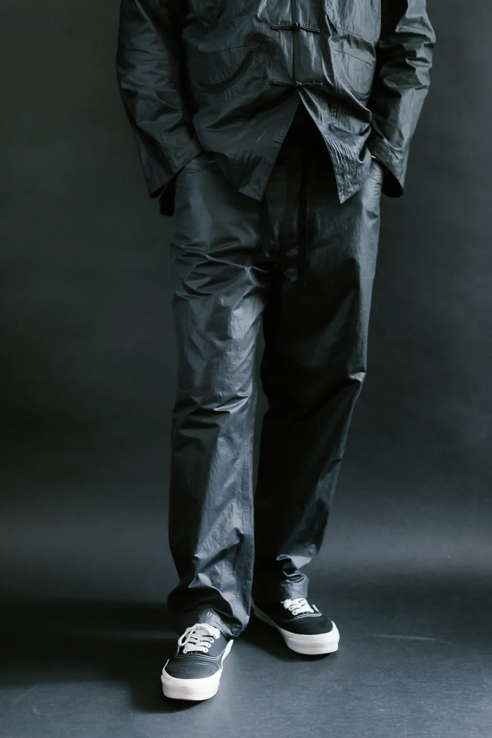 3319-WTB - EZ Chinois De Luxe Waxy Taffeta Pants - Black - Image 10