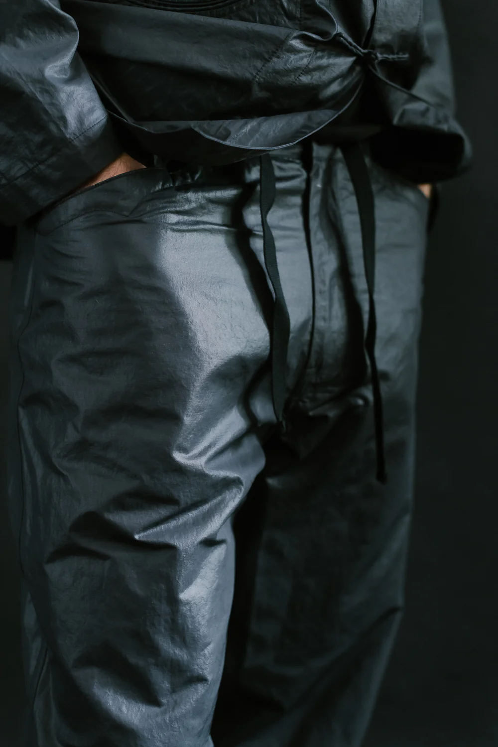 3319-WTB - EZ Chinois De Luxe Waxy Taffeta Pants - Black - Image 20
