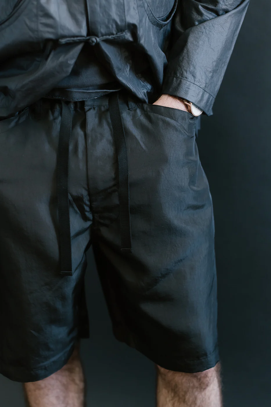 3319S-MTB - Chinois De Luxe Shorts Metallic Taffeta - Black - Image 15