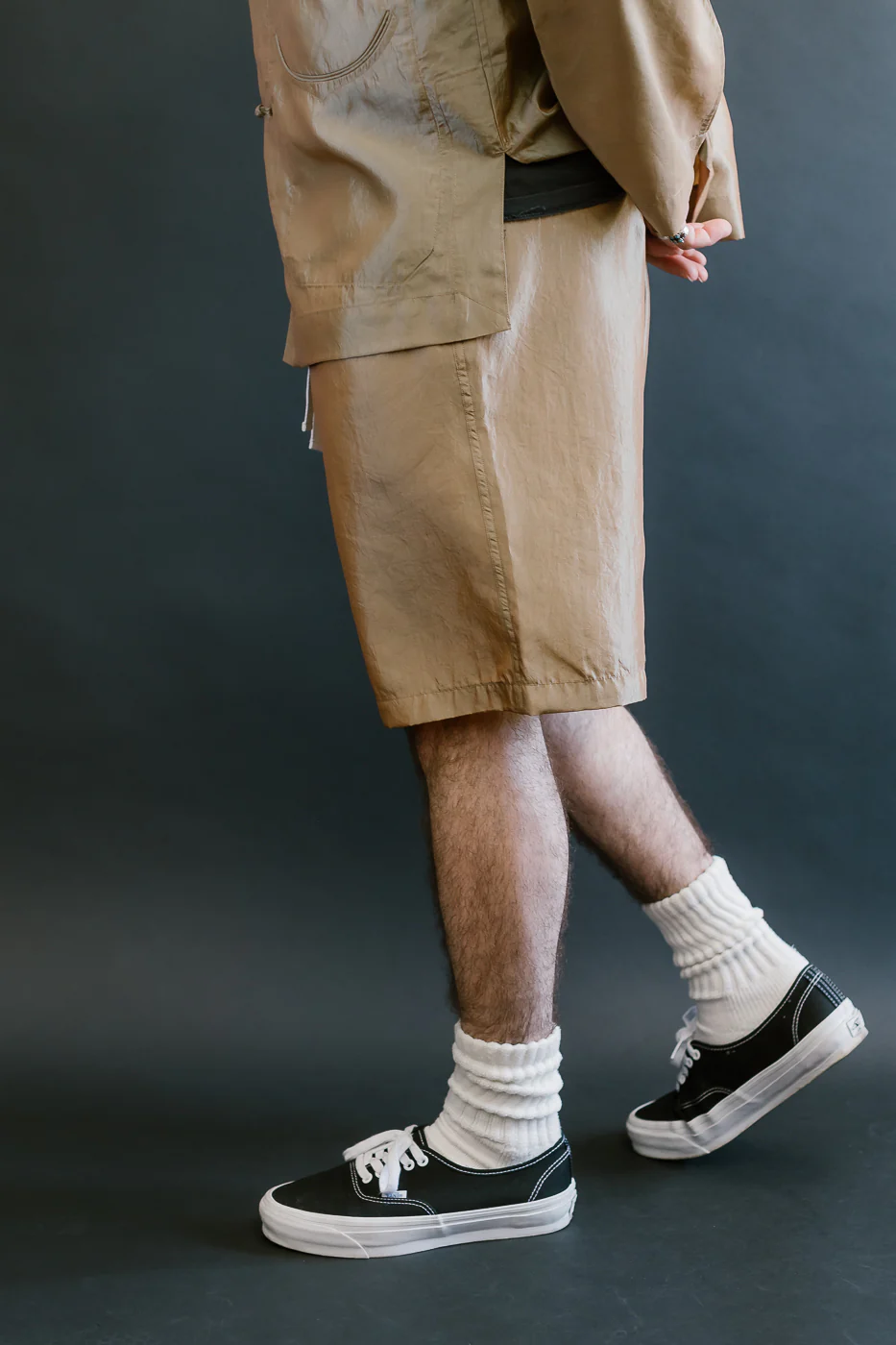 3319S-MTK - E-Z Chinois De-Luxe Shorts Metallic Taffeta - Khaki - Image 13