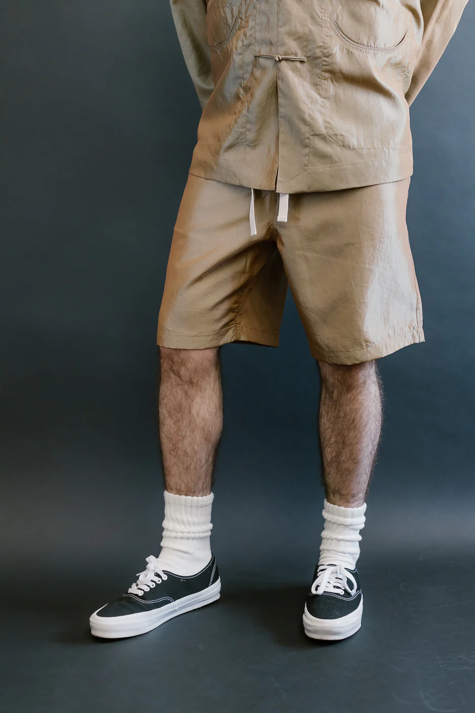 3319S-MTK - E-Z Chinois De-Luxe Shorts Metallic Taffeta - Khaki - Image 14