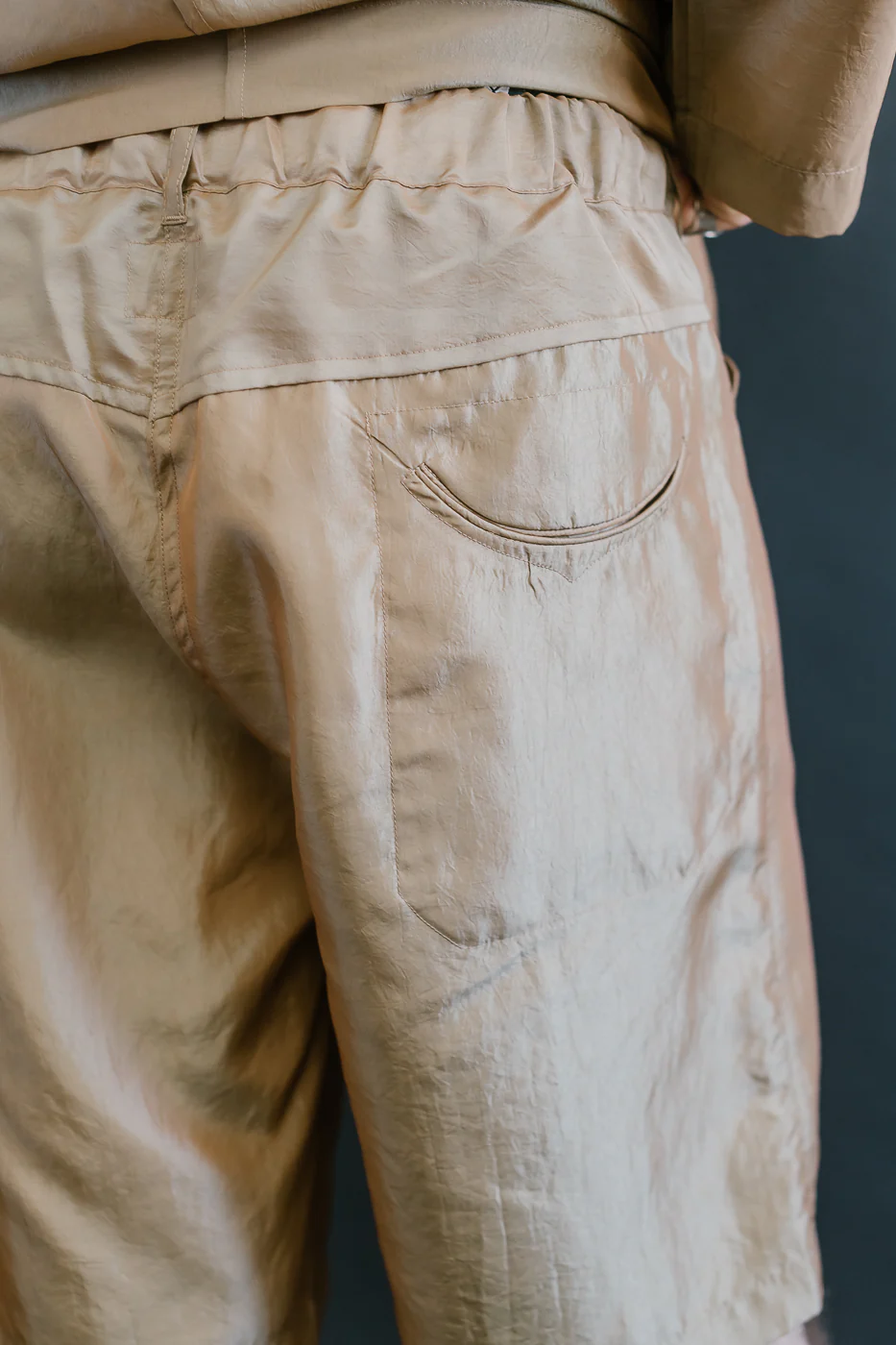 3319S-MTK - E-Z Chinois De-Luxe Shorts Metallic Taffeta - Khaki - Image 18