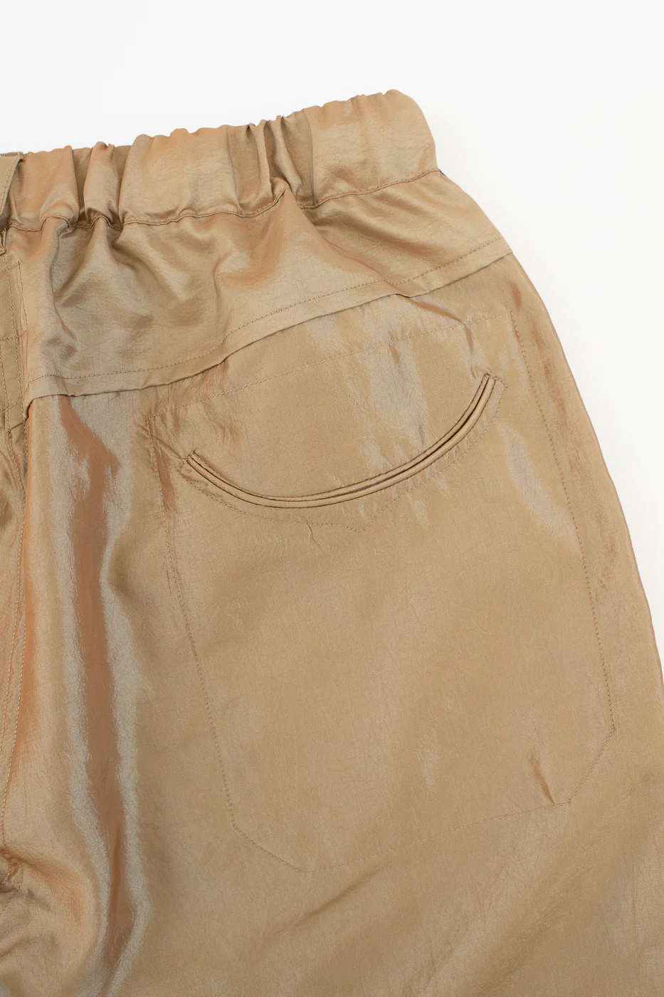 3319S-MTK - E-Z Chinois De-Luxe Shorts Metallic Taffeta - Khaki - Image 4