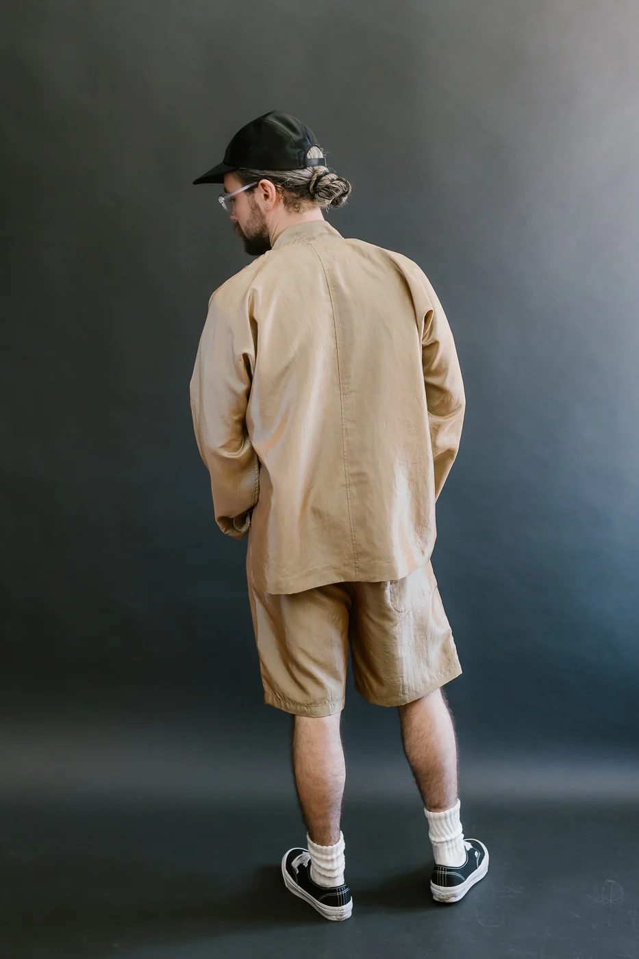 3319S-MTK - E-Z Chinois De-Luxe Shorts Metallic Taffeta - Khaki - Image 8