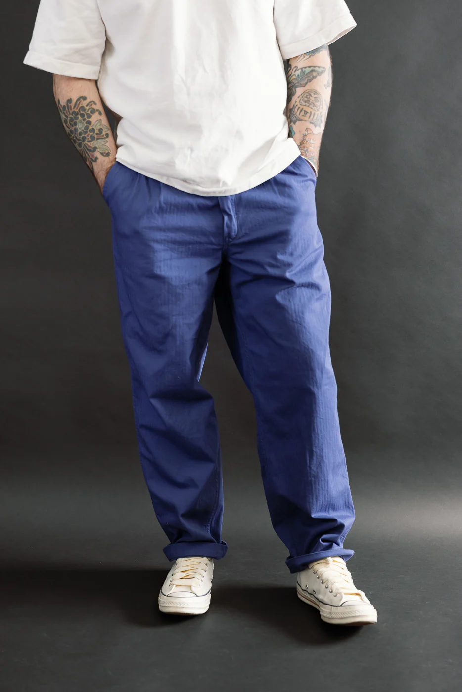 3326-MH6 - California Pegtop Pants Mini HBT - Blue - Image 10