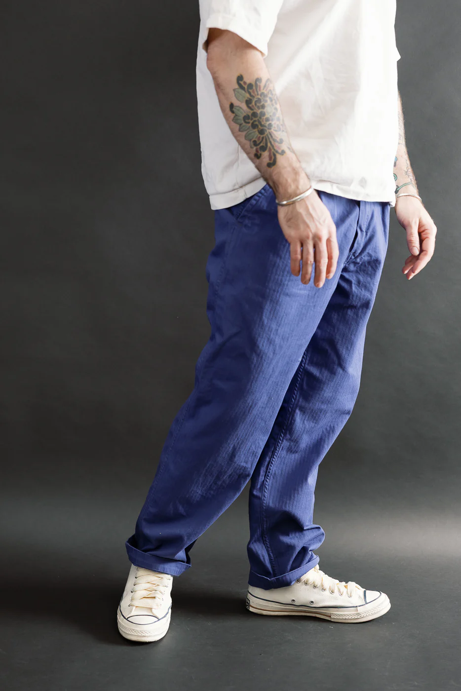 3326-MH6 - California Pegtop Pants Mini HBT - Blue - Image 11