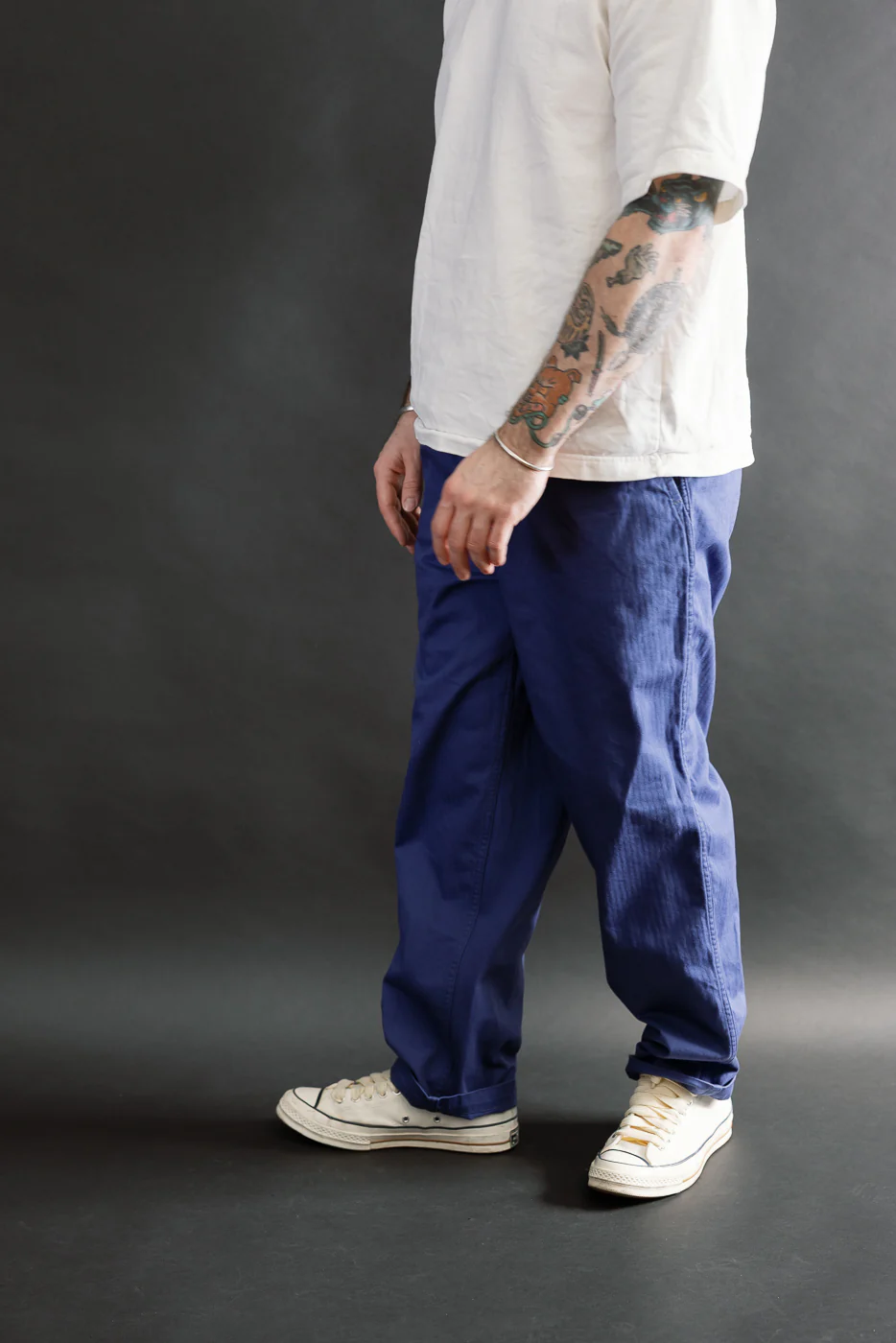 3326-MH6 - California Pegtop Pants Mini HBT - Blue - Image 14