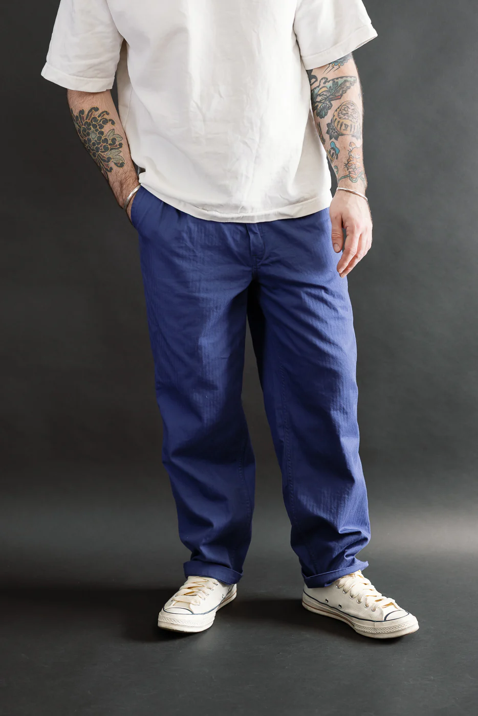 3326-MH6 - California Pegtop Pants Mini HBT - Blue - Image 15