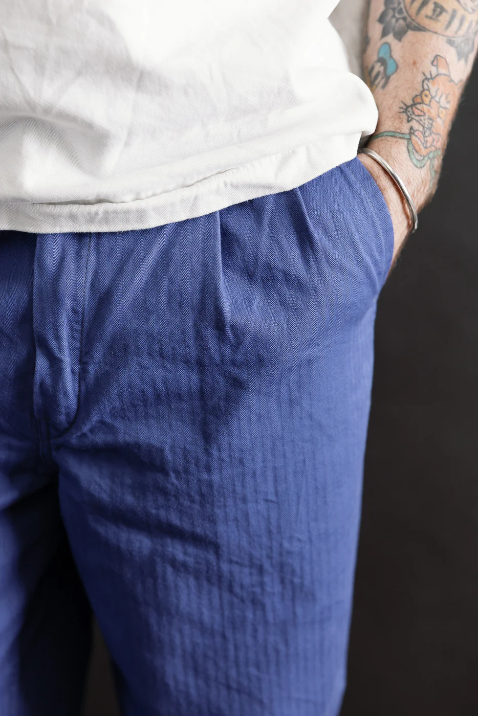 3326-MH6 - California Pegtop Pants Mini HBT - Blue - Image 16