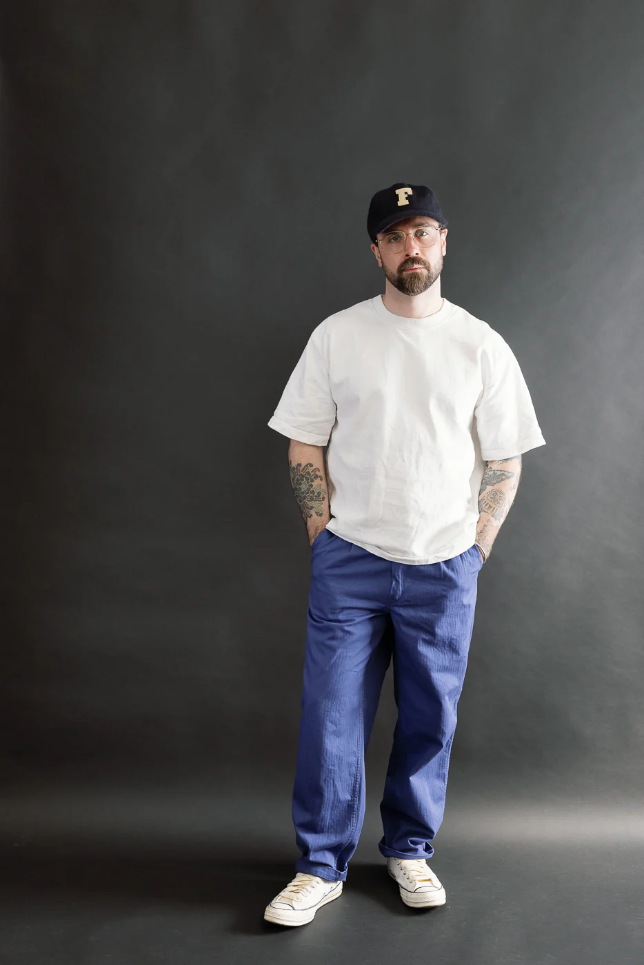 3326-MH6 - California Pegtop Pants Mini HBT - Blue - Image 7